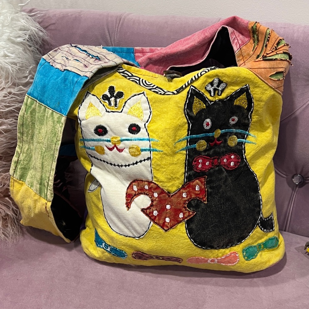 Colorful Cat-Themed Tote Bag